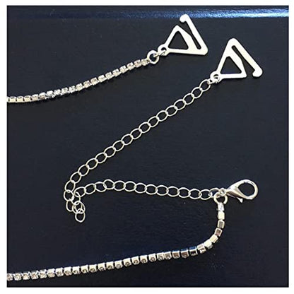 Sexy Rhinestone Shoulder Chain Necklace Multilayer Flower Shoulder Chain Statement Bridal Wedding Jewelry Rhinestone Underwear Bra Chain for Women (Silver)