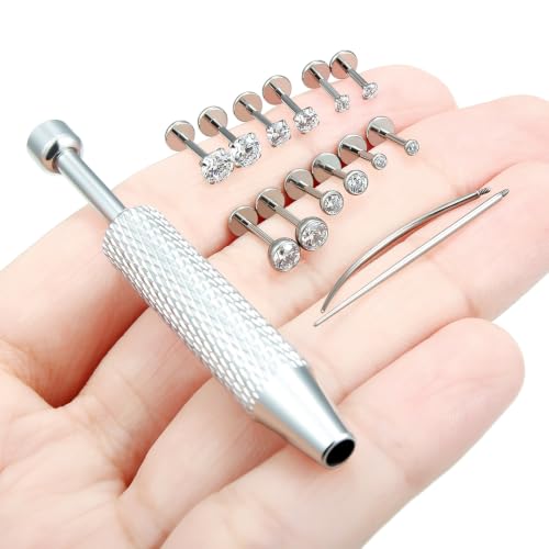 F136 Titanium 20/18/16g Flatback Earrings Nose Lip Rings Jewelry - color: White, size: 18g