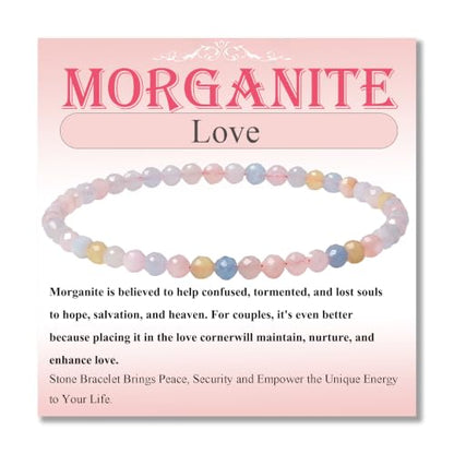 MASSIVE BEADS Natural Genuine Gemstone Beads Healing Crystal Chakra Reiki Jewelry Faceted Round Beads Bracelets 3mm - color: Morganite