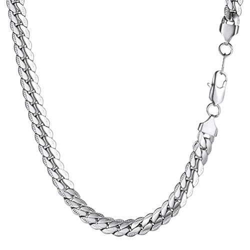 Snake Chain for Women Stainless Steel Dainty Choker Necklace Thin Layered Men Chain 8mm Width Gold/Black/Silver Plated Trendy Jewelry 18/20/22/24/26/28/30 Inch - color: 8MM-Silver Snake Chain, size: Length 22 Inches