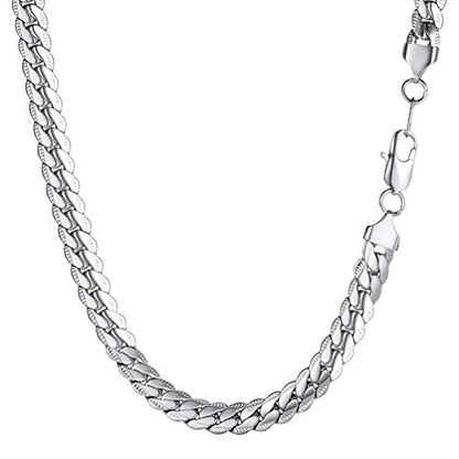 Snake Chain for Women Stainless Steel Dainty Choker Necklace Thin Layered Men Chain 8mm Width Gold/Black/Silver Plated Trendy Jewelry 18/20/22/24/26/28/30 Inch - color: 8MM-Silver Snake Chain, size: Length 22 Inches