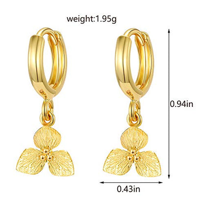 XYJZXY Gold Huggie Small Hoop Earrings with Charm Personalized Snake/Evil Eye/Star/Cross/Lock/Key 18k Gold Plated Crystal Drop Dangle Earrings for Women - style: Flower