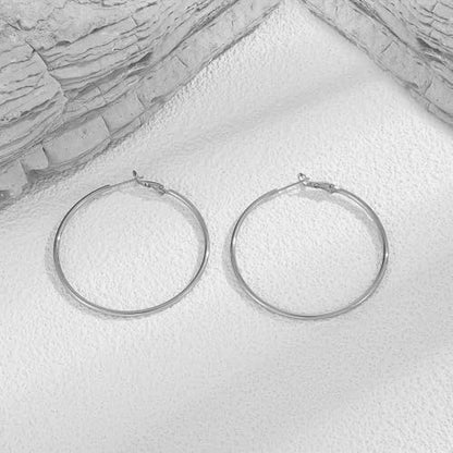 14K Gold Plated 925 Sterling Silver Posts large Hoop Earrings for Women, Hypoallergenic Big Hoop Earrings Lightweight Jewelry for Women 30/40/50/60/70MM - color: Silver-50mm