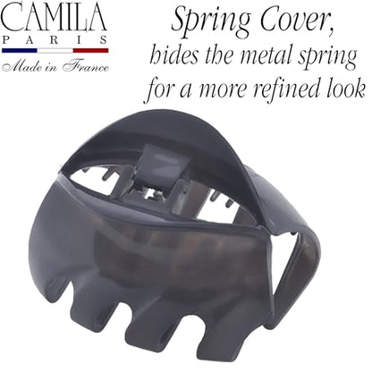 Camila Paris CP3629 French Octopus Hair Clip, 2.5" Small Claw Clips for Thick Hair, Girl Octopus Claw Clip for Women, Strong No-Slip Grip, Wide Jaw Clips for Women, Made in France - color: Grey 2.5"