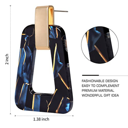 Acrylic Geometric Statement Earrings - Mottled Resin Lightweight Dangle Earrings for Party or Vacation - color: BLACK BLUE
