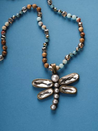 MINACHI Handmade Agate Pebble Pendant with Crystal Beads, Random Stone Shape, Vintage Women's Jewelry - style: Necklace NECK.012