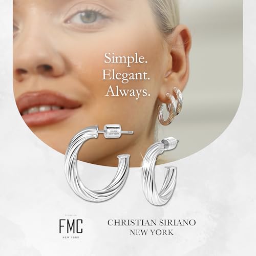 Small Gold Hoop Earrings for Women | 18K Gold Plated Non Tarnish Hoops, Classic Polished Huggie Earrings, 925 Sterling Silver Base, Twist Hoop. (4x20mm & 4x25mm, 3x15mm & 3x20mm) - color: Silver, size: Twist Hoop (4x20mm & 4x25mm)