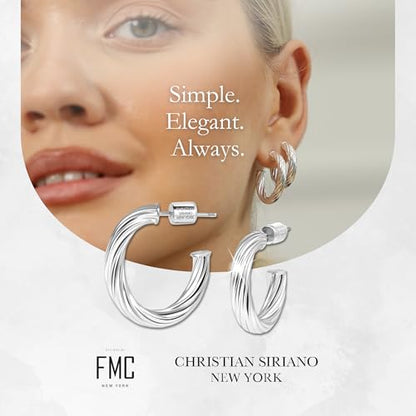 Small Gold Hoop Earrings for Women | 18K Gold Plated Non Tarnish Hoops, Classic Polished Huggie Earrings, 925 Sterling Silver Base, Twist Hoop. (4x20mm & 4x25mm, 3x15mm & 3x20mm) - color: Silver, size: Twist Hoop (4x20mm & 4x25mm)