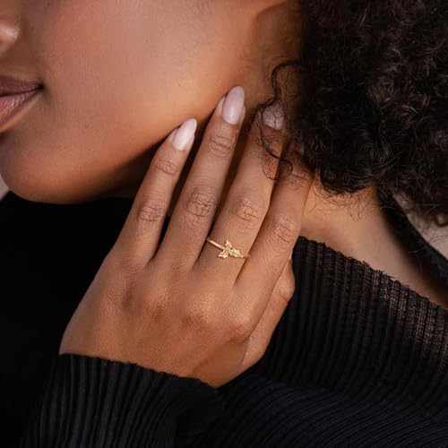 Birth Flower Stacking Ring for Women | 14K Gold Plated Brass, 12 Engraved Floral Motifs, Slim Stack-Ready Band, Available in US Sizes 5-9 - style: Dec.-Holly