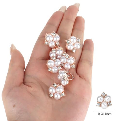 YISSION 20 Pcs Mini Rose Gold Pearl Hair Clips for Girls & Women - Cute & Elegant Wedding Bridal Hair Accessories - color: Rose Gold