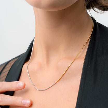 Waterproof Mixed Metal Necklace | Waterproof Jewelry | 18K Gold Plated | Modern PVD coating | Two Tone Necklace | Snake Chain Gold and Silver | Necklace Chain | Dainty Jewelry