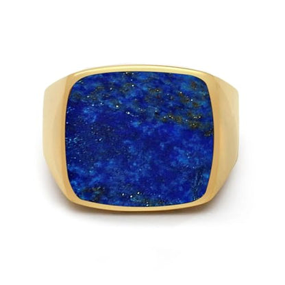 Square Cut Tiger Eye/Black Onyx/Turquoise/Lapis/Moss Agate Rings for Men 925 Sterling Silver 10K 14K 18K Gold Signet Rings for Men - style: Lapis Lapis