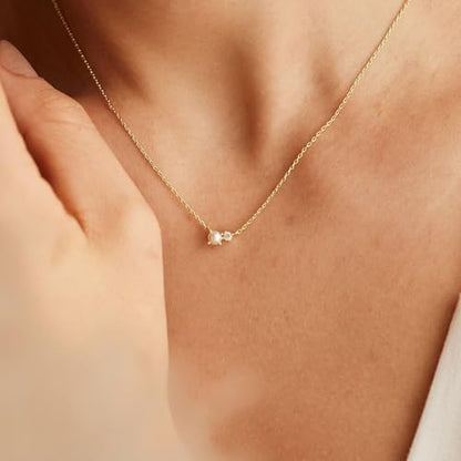 Pearl Necklaces for Women,Dainty Gold Pendant Necklaces Waterproof Jewelry | 14K Gold Plated Pearl Necklaces,Dainty Elegant Wedding Necklace,Small Cute Adjustable Minimalist Necklace,Non Tarnish Jewelry - color: GOLD-9