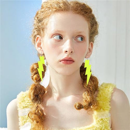 ONLYJUMP Acrylic Exaggerated Lightning Earrings Statement Punk Retro Geometric Delicate Neon Personalized Earrings Accessory Jewelry for Women - color: Exaggerated Yellow