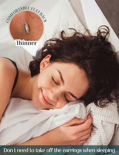 Nose Rings Studs Flat Back Earrings Hypoallergenic - Threadless Surgical Steel Nose Ring Studs Cartilage Earring Monroe Nostril Labret Medusa Tragus Conch Helix Piercing Jewelry for Women Men 28Pcs - size: 18G-6MM