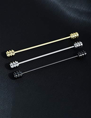 3PCS Men's Classic Brass Shirt Collar Bar Tie Pins Set for Wedding Business with Gift Box - color: Screw Head