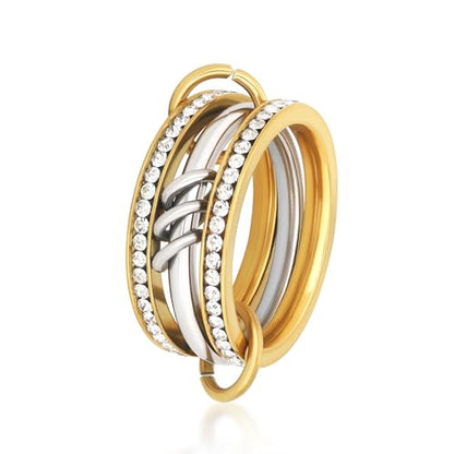 Stackable Rings for Women – Non Tarnish Gold Rings Set, 14K Gold Plated & Silver Rings for Women, Waterproof & Dainty CZ Statement Rings, Hypoallergenic Statement Ring Jewelry Size 5-10
