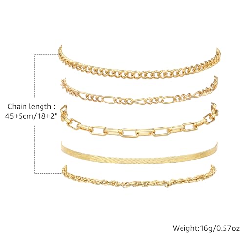 Bracelets for Women, Dainty Stackable Bracelet Stack Sets Tiny Box Chain Adjustable Bracelets Minimalist Cute Jewelry Paperclip Link Layered Waterproof Jewelry Sets Gifts - style: 5-PIECE PLAIN BAND