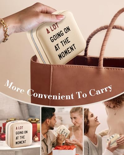 Bistup Travel Jewelry Case - Small Jewelry Organizers and Storage Box for Women Girls Teens Cute Traveling Holder with Mirror, Little Tiny Compact Modern Unique Aesthetic Pretty, Quotes - style: Quotes