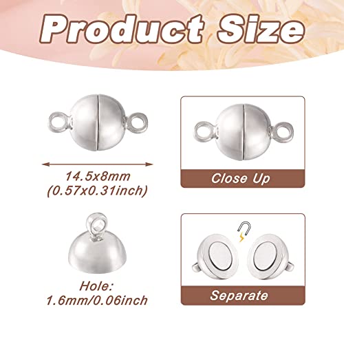 Craftdady 20 Sets Platinum Round Magnetic Clasps 14.5x8mm Magnet Converters Locking Clasps for Jewelry Bracelet Necklace Making Hole:1.6mm - color: Platinum