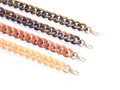 AUMEY Handbag Chain Straps Acrylic Purse Chain Strap Fashionable Replacement Purse Clutches Handles for Purse Handbags DIY Crafts, 19 inch of Each (MSL02- Leopard print) - color: Msl02- Leopard Print