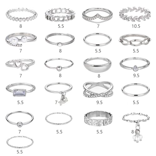 42-Piece Gold Tone Stackable Ring Set for Women, Boho Minimalist Stacking Rings with Crystal & Heart Accents, Adjustable Open Band Jewelry for Daily Wear - style: TZY-003351-01