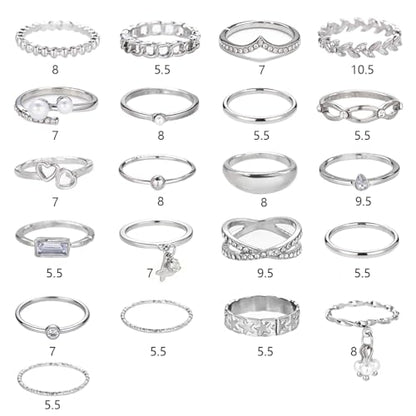 42-Piece Gold Tone Stackable Ring Set for Women, Boho Minimalist Stacking Rings with Crystal & Heart Accents, Adjustable Open Band Jewelry for Daily Wear - style: TZY-003351-01