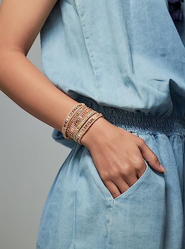 Bracelet for Women – Handmade Vegan Boho Natural Stone Layered Bracelet, Thailand Bohemian Stackable Beaded Wrap Bracelets, Summer Hippie Bracelet Stack, Fashion Jewelry Gifts - color: A21-Sand