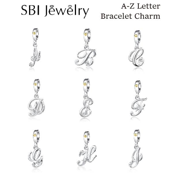 Silver Initial A-Z Letter Charm Compatible Pandora Charm Bracelets for Women Jewelry - style: K