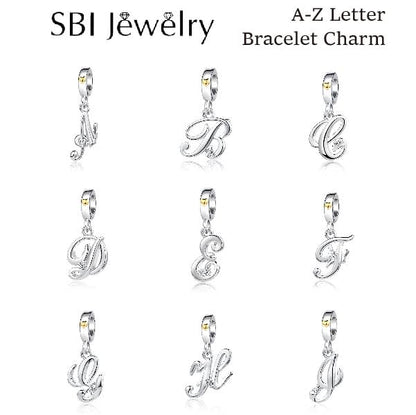 Silver Initial A-Z Letter Charm Compatible Pandora Charm Bracelets for Women Jewelry - style: M