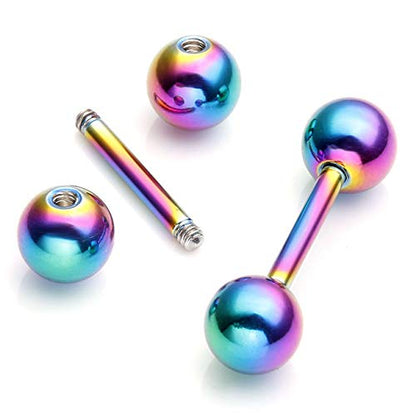 Zysta 4 Pairs Stainless Steel 14/16G Mixed Colors Body Piercing Barbells 6-16mm Post Studs Earring NippleTongue Helix Tragus Cartilage Labret Medusa Lip Eyebrow Straight Bar Ball Screw … - color: 6mm Ball,10mm Post