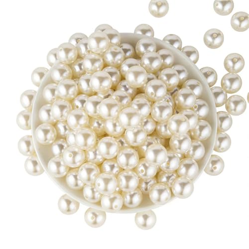 Pearl Beads for Jewelry Making 80pcs 18MM Pearl Craft Beads with Hole Loose Fake Pearls Small Faux Pearls for Jewelry Making Bracelet Necklace DIY, Sewing Decor and Vase Filler - size: 18MM