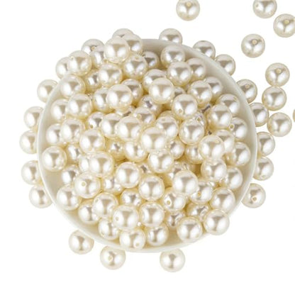 Pearl Beads for Jewelry Making 80pcs 18MM Pearl Craft Beads with Hole Loose Fake Pearls Small Faux Pearls for Jewelry Making Bracelet Necklace DIY, Sewing Decor and Vase Filler - size: 18MM