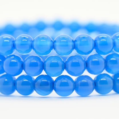 Angelstones Gemstones 6mm Round Beads Healing Crystal Bracelet for women | Natural Gemstone, Handmade Gifts for Women, Healing Crystal Round Beaded Stretch Bracelets, Unisex Jewelry for Women and Men - color: Blue Agate
