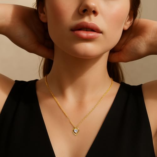 Layered Necklaces for Women - 14K Dainty Gold Plated Layering Chokers Necklaces Set Multilayer Delicate Necklace Trendy Adjustable Long Layered Necklaces for Women - style: 45 Heart Neckalce