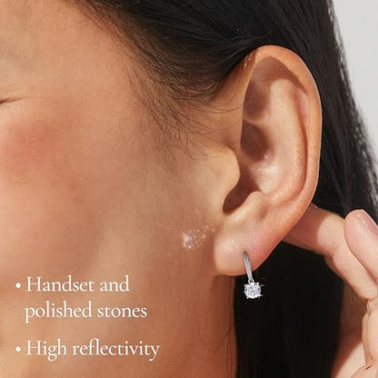 NADRI Cushion Cut CZ Leverback Earrings - color: Round - Rhodium