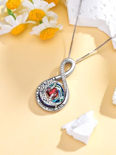 TOUPOP Birthstone Necklace for Women 925 Sterling Silver Moon and Star Pendant Necklaces I Love You to the Moon and Back Jewelry Anniversary Birthday Gifts for Her Wife Girlfriend Mom - color: 01-Jan-Garnet