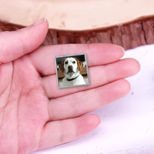 Custom Pins with Logo - Customized Buttons for men Women Customized pin - color: Square and Silver