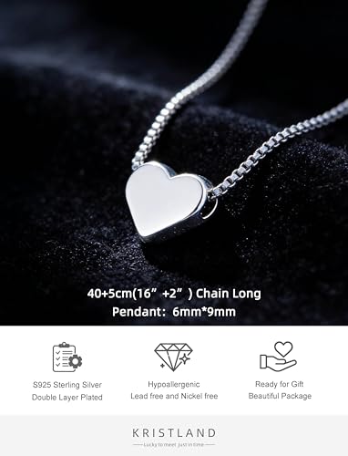 S925 Silver Women's Bar Necklace/Double Circle Layered Y Necklace Chain Adjustable Long/Tiny Pendant Chain Choker for Lady Gift - style: Heart