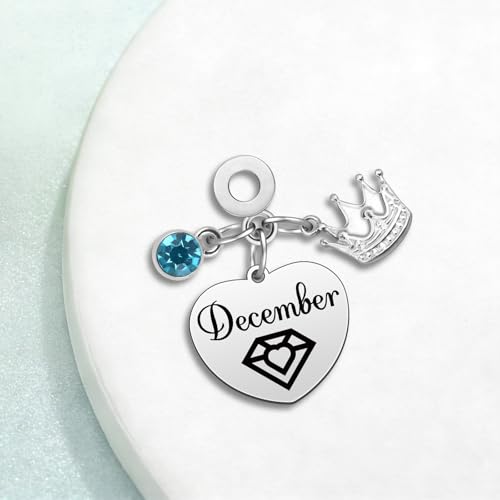 Birthday Gifts for Women Birthstone Charms for Bracelets Necklaces Jewelry Gift for Mom Wife Daughter Granddaughter Niece Sister Girlfriend - color: December