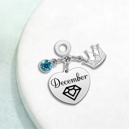 Birthday Gifts for Women Birthstone Charms for Bracelets Necklaces Jewelry Gift for Mom Wife Daughter Granddaughter Niece Sister Girlfriend - color: December