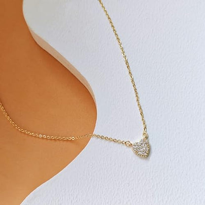 HERIER Cute Heart Necklace Dainty 18k Gold Plated Tiny Heart Pendant Choker Necklaces Small Gold Love Open Heart Chain Necklace for Women Simple Gold Necklace for Women Trendy Jewelry - color: CZ Heart Necklace-Gold