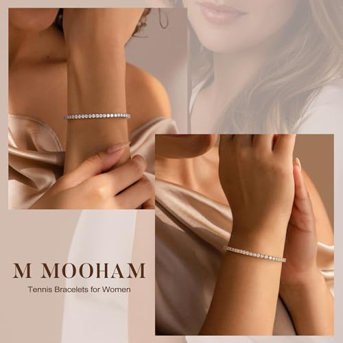 Yoosteel 14K-Gold-Plated/White-Gold-Plated Tennis Bracelet for Women,3mm CZ | Dainty Cubic Zirconia Bracelets,Classic Tennis Bracelet,Trendy Simple CZ Jewelry Gifts,6.5/7/7.5 Inch Bracelets - color: Four Claws -14K-Yellow Gold-Plated, size: 7