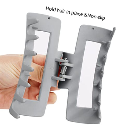 Canitor Matte Rectangular Banana Hair Clips for Thick Hair - 4 PCS Non-slip Design Jaw Clips and Barrettes for Women - color: black, khaki, dark gray, light gray