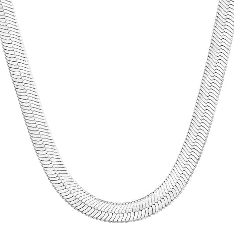 DEARMAY 14K Gold Plated Herringbone Necklaces for Women, Dainty Gold Snake Choker Chain Non Tarnish Trendy Simple Thin & Chunky Options Neckalce 1.5/3/5/6/8mm Chain Jewelry for Gifts - color: SL-5MM 14" Herringbone Necklace