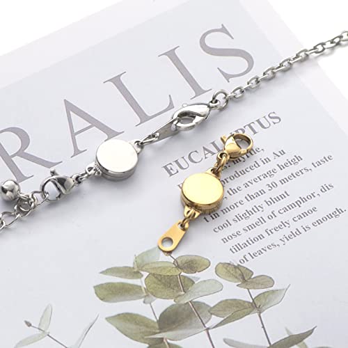 Zpsolution Stainless Steel Magnetic Clasps for Necklaces and Bracelets | Waterproof and Tarnish Resistant, Easy to Use, Strong Magnet, Flat Design, Locking Magnetic Jewelry Clasps - color: Silver