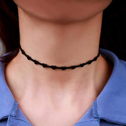 Fesciory Black Necklaces for Women, Adjustable Layered Velvet Leather Lace Collar Necklace, Goth Jewelry Gifts. - color: Small Heart
