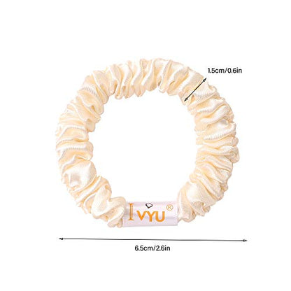 Scrunchies Silk Satin Hair Ties - Small Mini Thin Elestics Ponytail Holder Hair Bands Skinny Scrunchy For Thick Curl Hair No Crease Hair Ties Soft Accessories No Hurt Your Hair for Women and Girls | Ponytail Holder, For Thick Curl Hair, No Crease, Soft Ac