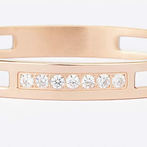 MILAKOO 6/8mm Gold/Silver Color Bangle Hollow Stainless Steel with Rhinestone Bracelets - color: Rose Gold, size: 8mm