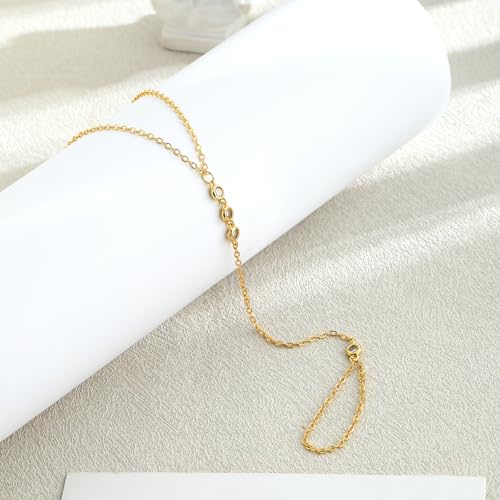 Cuzmly Bracelets for Women, Waterproof 14K Gold/Silver Plated Stackable Bracelets for Women Non Tarnish Trendy Dainty Paperclip Figaro Box Herringbone Hand Chain Bracelet Pack Stack Adjustable Jewelry for Women - style: Hand Chain B